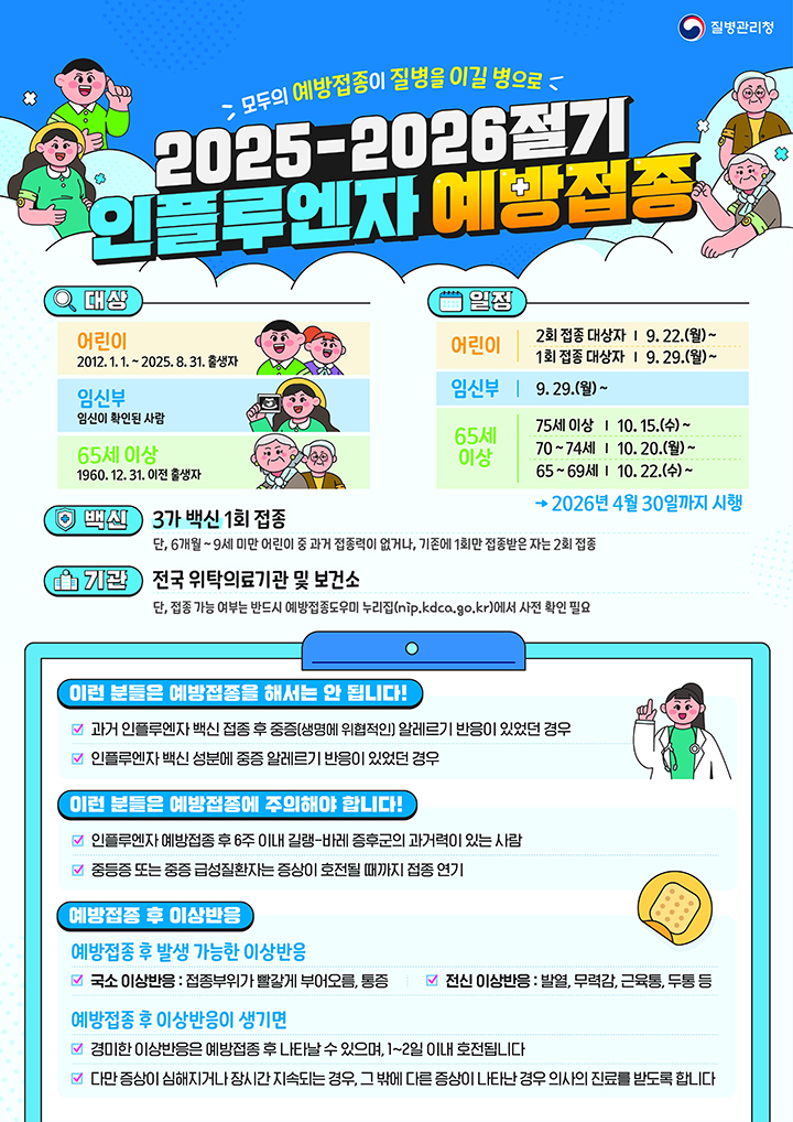  인플루엔자 국가예방접종 시작…어린이·임신부·어르신 무료