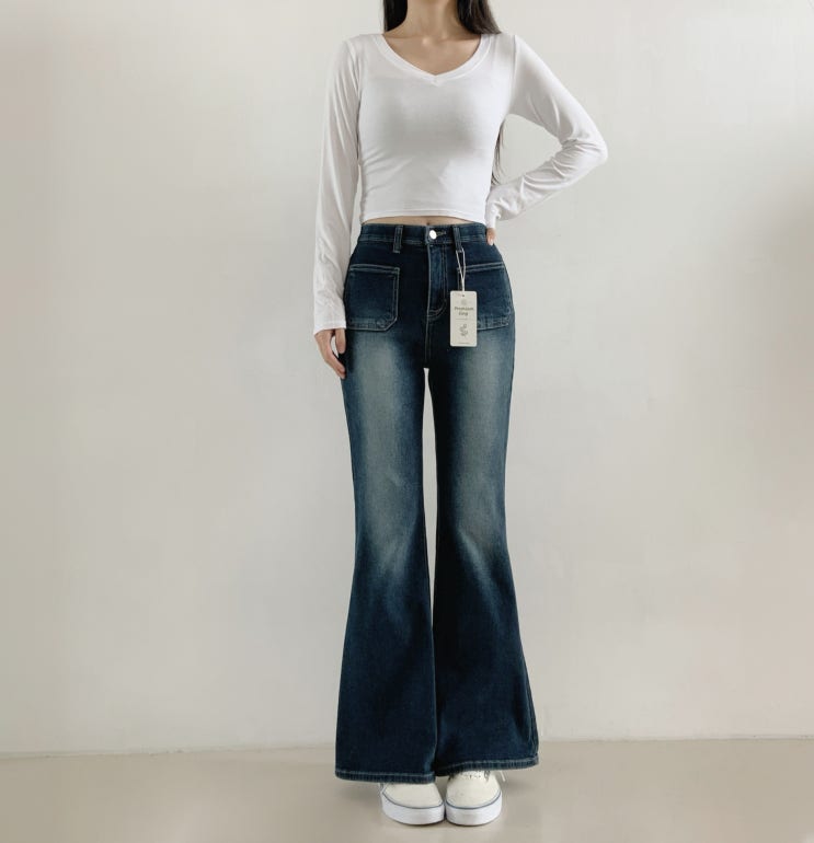  스판 인밴딩 부츠컷 청바지: 편안하고 스타일리시한 가을봄 여성 데일리템 추천