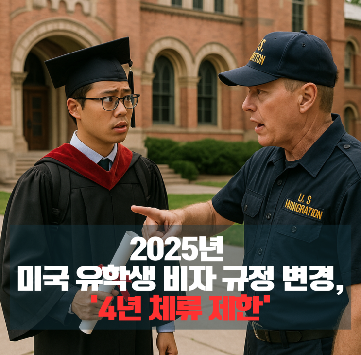긴급 2025년 미국<b>유학생 비자</b>규정 변경, '4년 체류 <b>제한</b>'