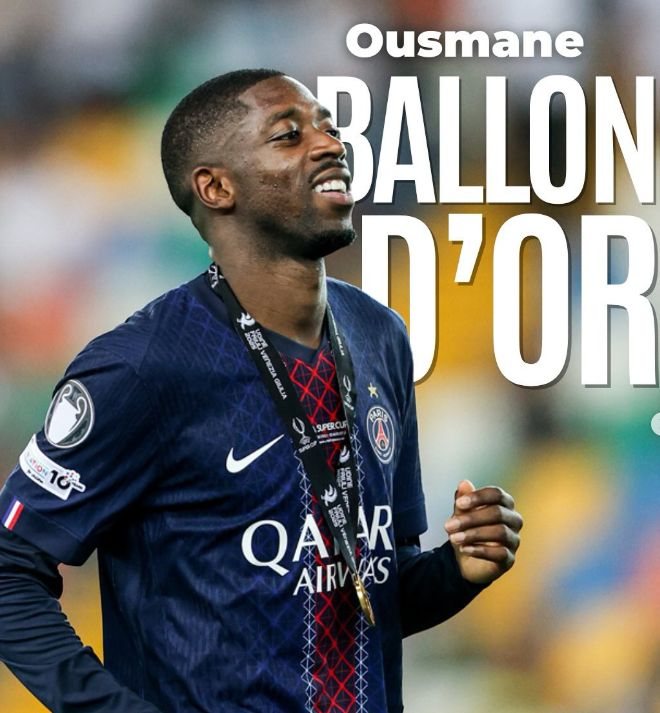 PSG 우스만 <b>뎀벨레</b>, 라민 야말 제치고 사상 첫 '<b>발롱도르</b>' <b>영예</b>... 