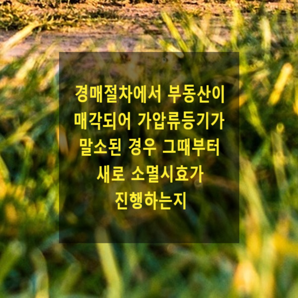  경매절차에서 부동산이 매각되어 가압류등기가 말소된 경우 소멸시효가 다시 진행하는지