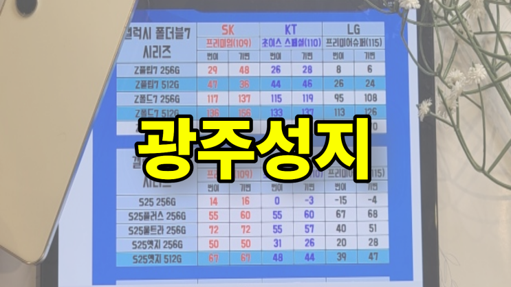  광주광역시 휴대폰 성지 최신폰 시세표 분석