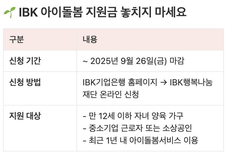  IBK기업은행에서 육아지원금을 왜 주는거지?