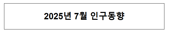 2025년 7월 인구동향(출생, 사망, 혼인, 이혼)