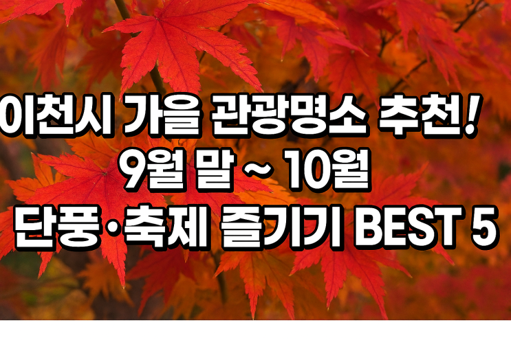  이천시 가을 관광명소 추천! 9월 말~10월 단풍·축제 즐기기 BEST 5
