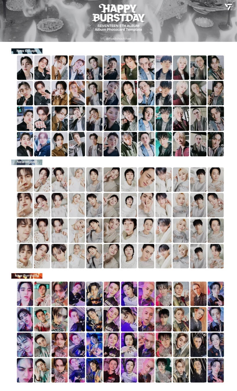 SEVENTEEN正規五輯 HAPPY BURSTDAY 小卡列表, 克拉版照片 (普通版, 克拉版)