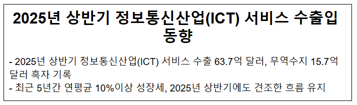 2025년 상반기 정보통신산업(ICT) 서비스 수출입 동향
