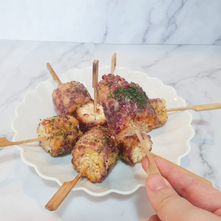  집에 있는 냉동 옥수수 에어프라이어 하나로 맛집 간식 만들기