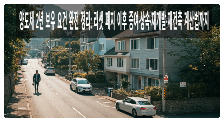  “양도세 2년 보유 요건 완전 정리: 리셋 폐지 이후 증여·상속·재개발·재건축 계산법까지”
