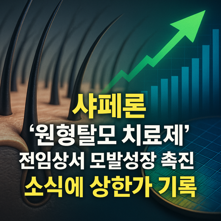 <b>샤페론</b>, '원형<b>탈모 치료제</b>' 전임상서 모발성장 촉진 소식에... 