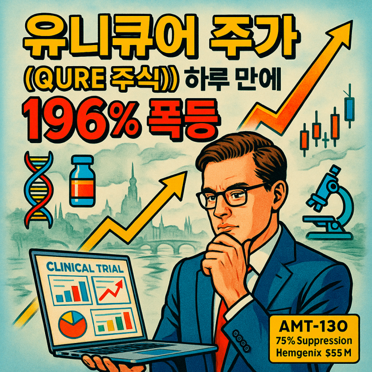  유니큐어 주가 (QURE 주식) 196% 폭등 5가지 비밀