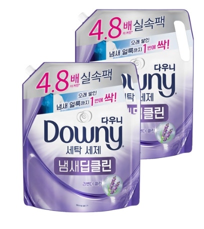 다우니 냄새 딥클린 세탁 액상세제 라벤더 클린향 리필, 2.2L, 2개