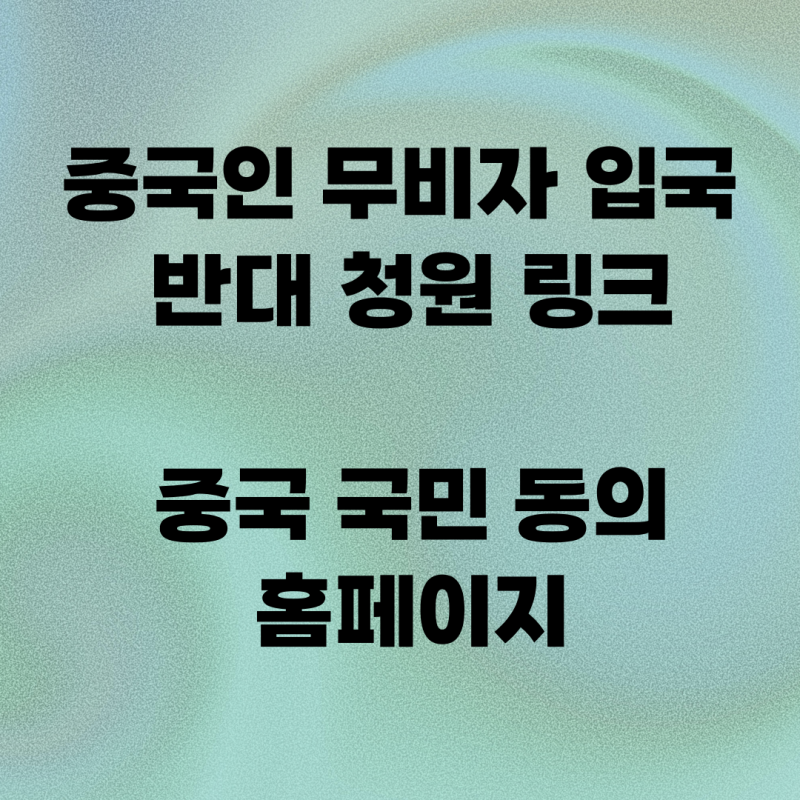 중국인 무비자 입국 반대 청원 링크 중국 국민 동의 홈페이지