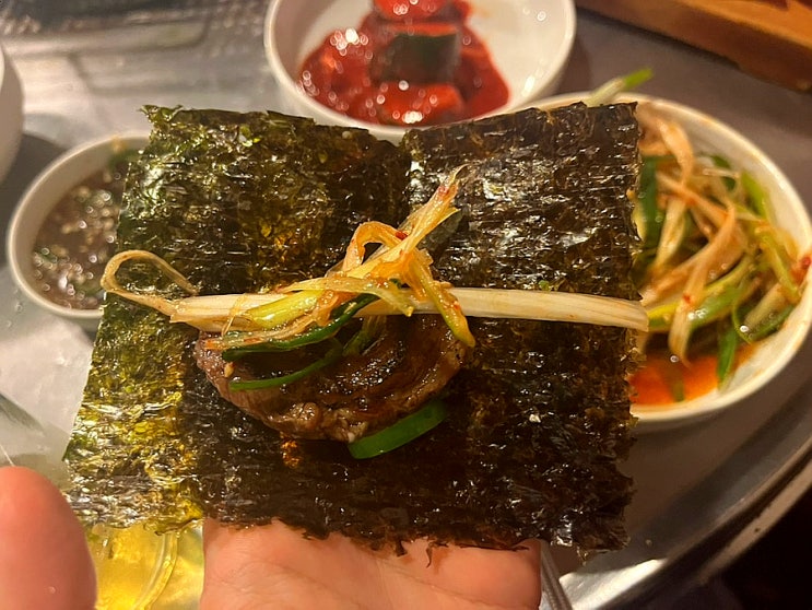  [내돈내산] 천안 성정동 맛집 추천 산내들 소갈비살 숯불구이 - 김에 싸먹는 특별한 맛