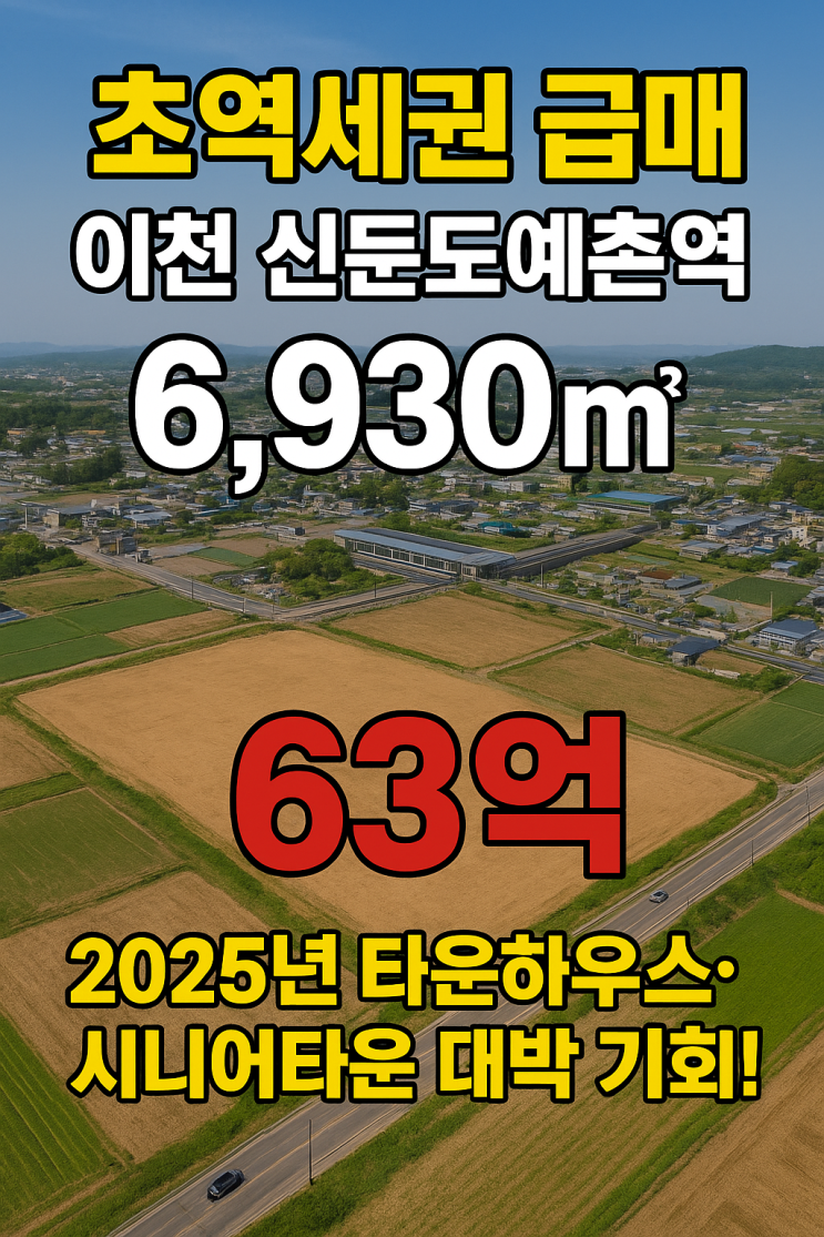  이천 신둔면 남정리 황금입지! 신둔도예촌역 도보권 6,930 개발용 토지 63억 – 타운하우스/시니어타운 개발 특급 기회!