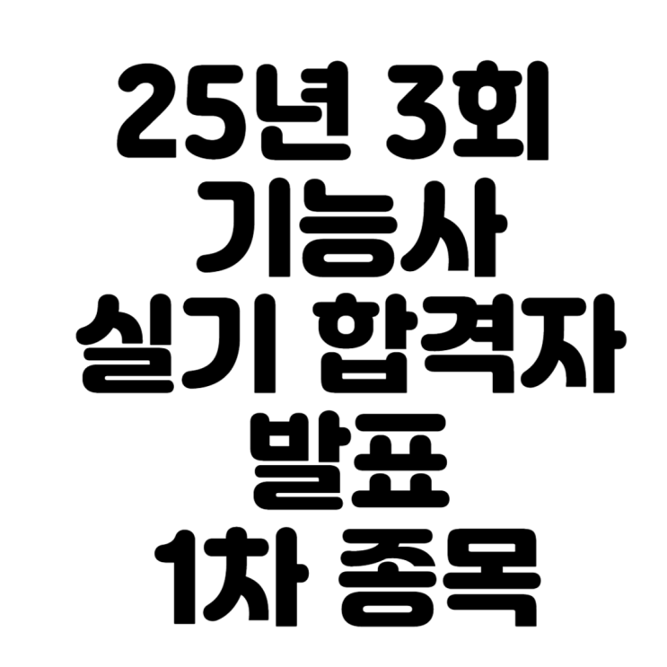  25년 기능사 3회 실기시험 합격자 발표(1차발표종목)