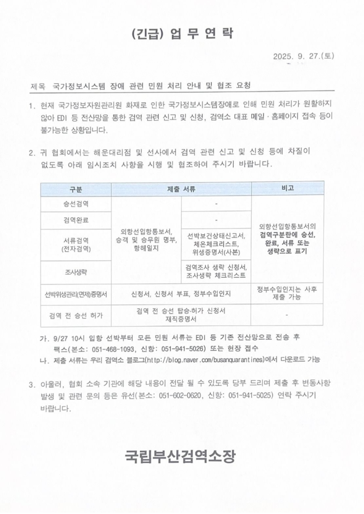 <b>국가정보시스템 장애</b> 관련 민원업무 안내사항