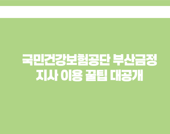 국민건강보험공단 부산금정지사 이용 꿀팁 대공개