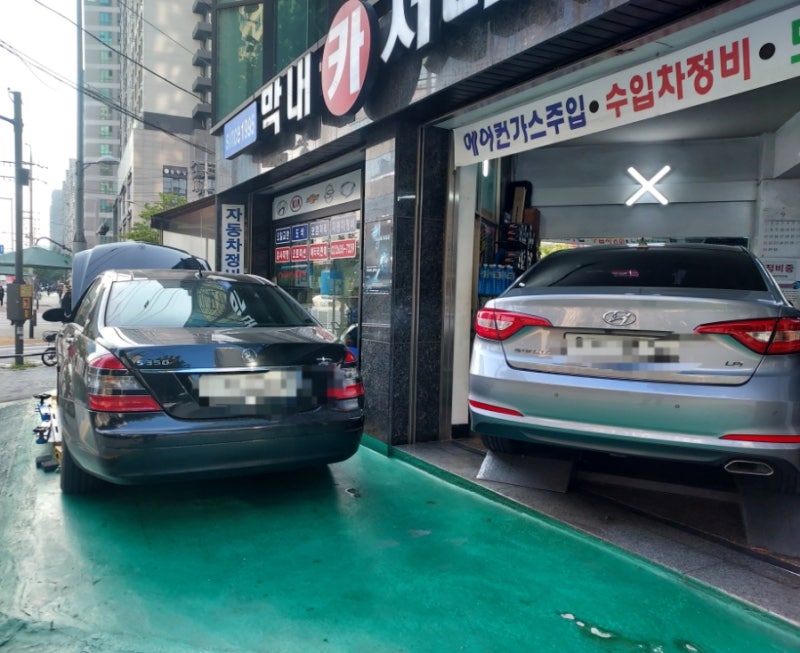 수입차 정비, 벤츠 s 클래스 s350 냉각수 경고등으로 라디에이터 교환 후 냉각수 보충, 부동액 ....