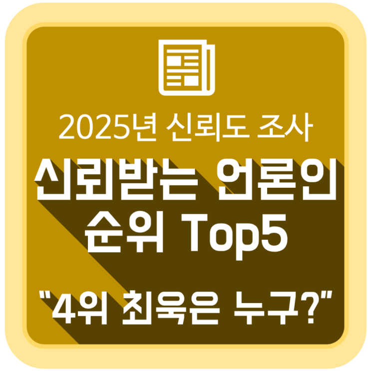  2025년 대한민국 신뢰받는 언론인 순위 Top5, "4위 최욱은 누구?"