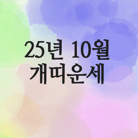  2025년 10월 개띠 운세 (58년 · 70년 · 82년 · 94년 · 2006년)