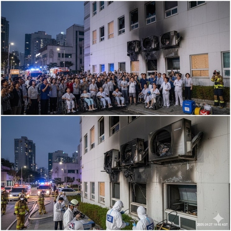  [화재속보] 9월 27일  충격 속보! 부산 해운대 병원 실외기 화재, 300여 명 긴급 대피! 당신의 안전은 안녕하신가요?