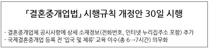  결혼중개업법 시행규칙 개정시행