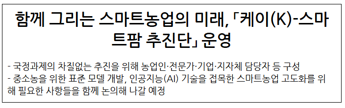  함께 그리는 스마트농업의 미래 「케이(K)-스마트팜 추진단」 운영