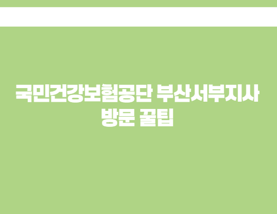 국민건강보험공단 부산서부지사 방문 꿀팁