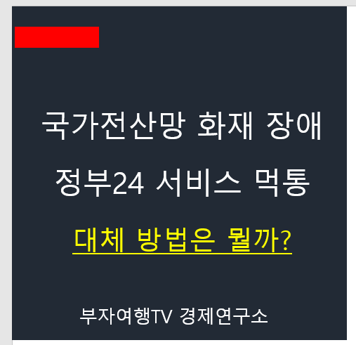 <b>국가전산망 화재</b> 장애 정부24 서비스 먹통 이럴때 대체 방법... 