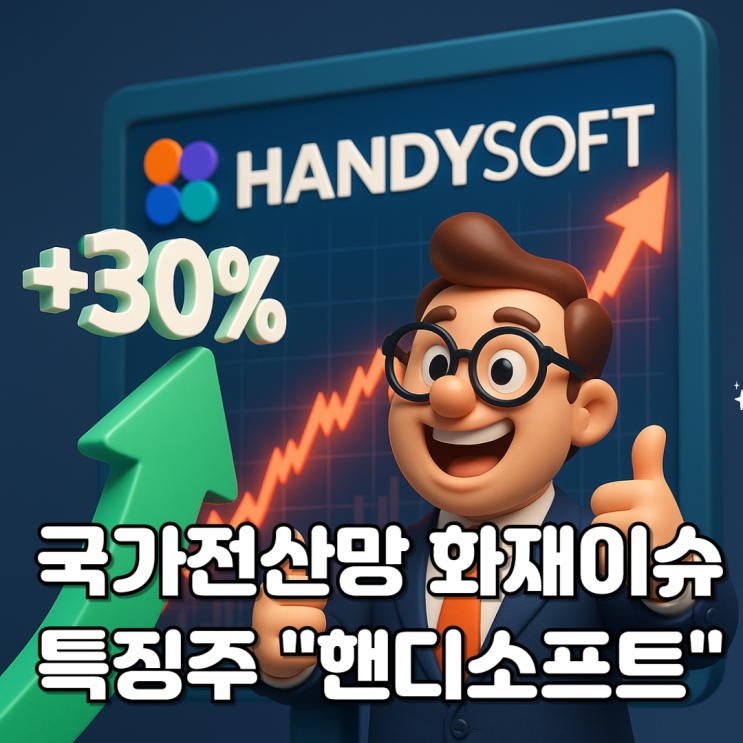 핸디소프트 주가 주식 전망 <b>국가 전산망 화재</b> 테마로 상승하는... 