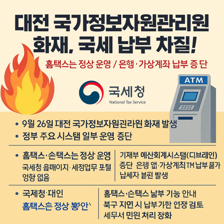 화재사고, 국세 납부 차질… <b>홈택스</b>는 <b>정상 운영</b>