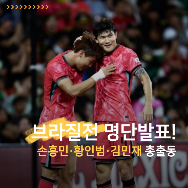 홍명보호 브라질전 명단발표! 손흥민·황인범·김민재 총출동