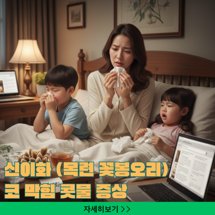  신이화 (목련 꽃봉오리) 코 막힘 콧물 증상 해결법과 몸에 열 많은 사람 주의사항