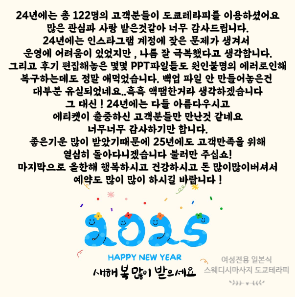  24년 연말결산 및 25년 을사년 새해 인사