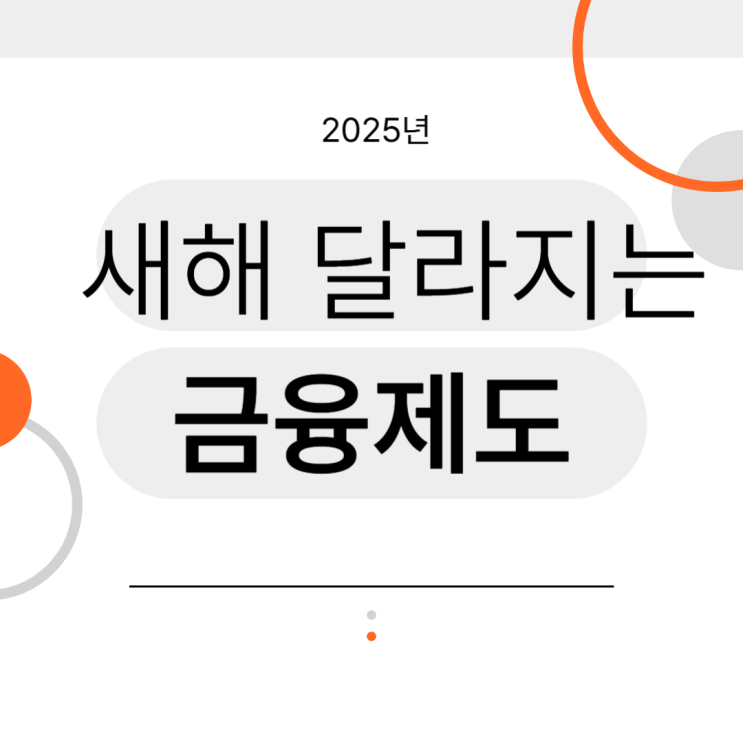  2025년 새해 달라지는 금융제도 총정리(ft.중도상환수수료)