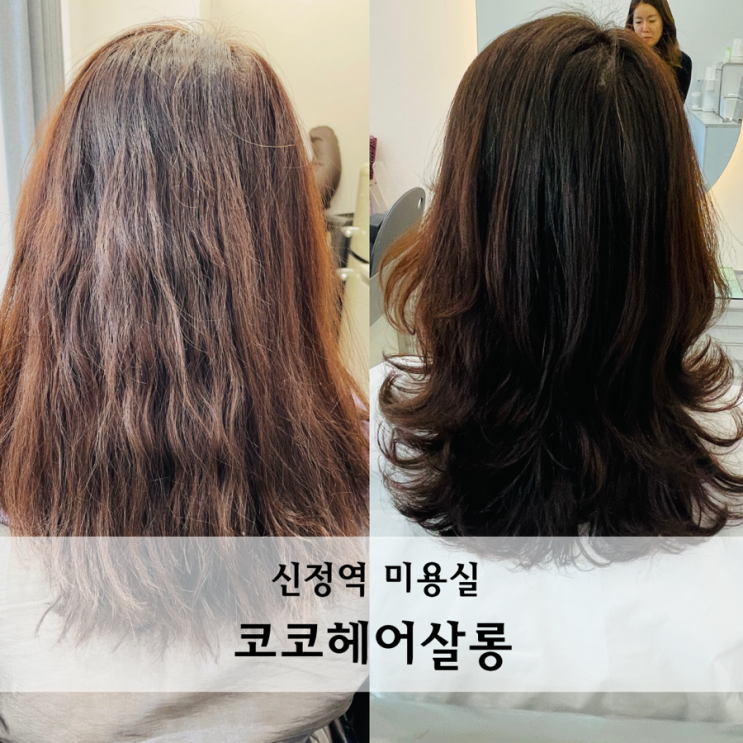  신정역 미용실 코코헤어살롱 손상도 적은 클리닉매직세팅