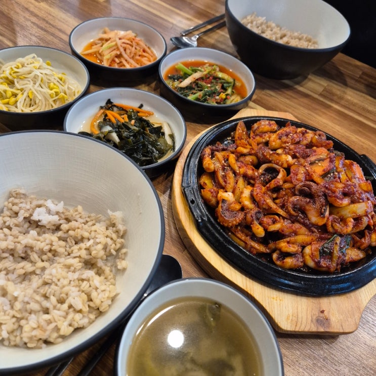  부천 상동 건강한 밥상 보리밥 쭈꾸미볶음 맛집: 장터보리밥