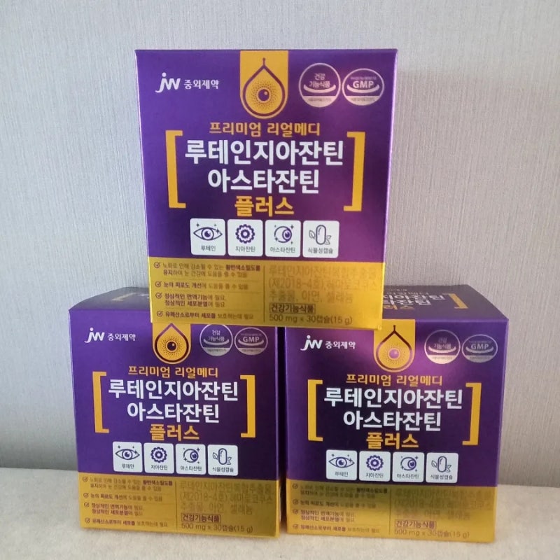 JW 중외제약 프리미엄 리얼메디 루테인지아잔틴 아스타잔틴 플러스 눈 건강 영양제
