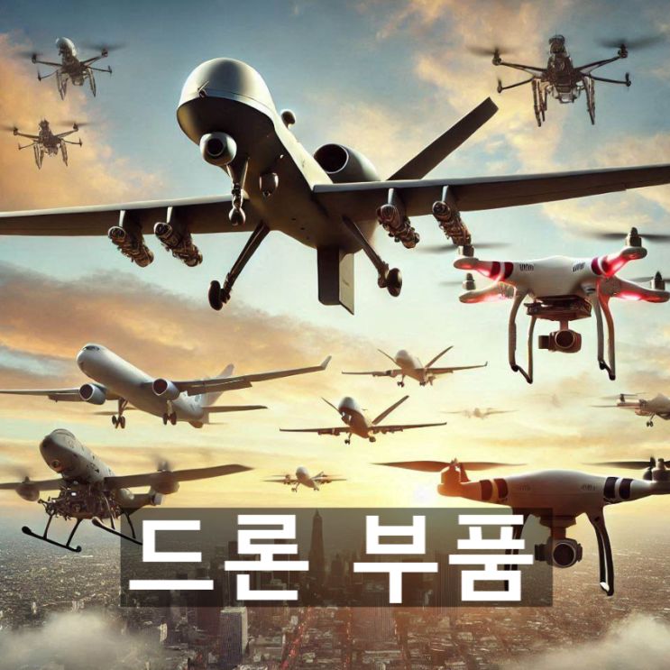  드론의 주요 부품(비용 중심, 운용SW 제외) 및 관련 기업들