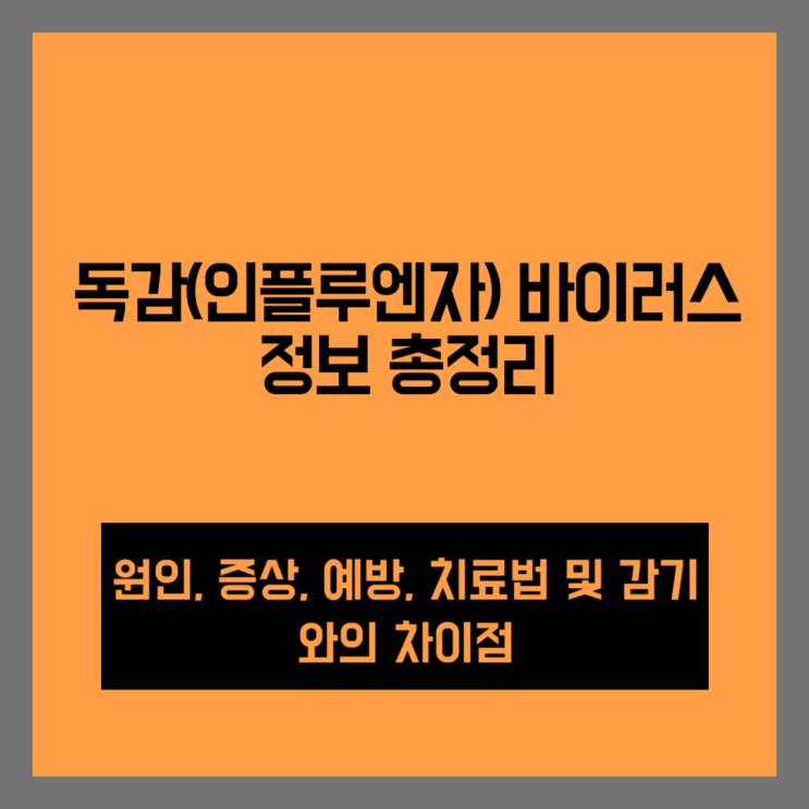  독감(인플루엔자) 바이러스 정보 총정리: 원인, 증상, 예방, 치료법 및 감기와의 차이점