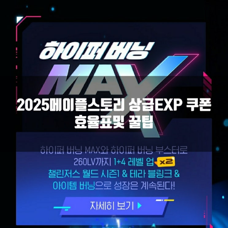 2025 메이플스토리 상급EXP 쿠폰 효율표 2025 메이플스토리 상급EXP 쿠폰 효율표