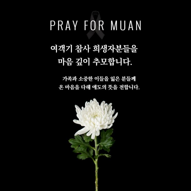  여객기 참사 희생자분들을 마음 깊이 추모합니다.