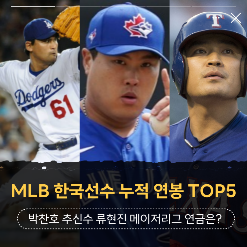 MLB 한국선수 누적 연봉 순위 TOP5와 박찬호 추신수 류현진 메이저리그 연금은?