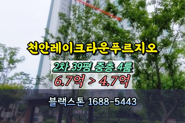  천안레이크타운푸르지오 2차 경매 39평 4룸