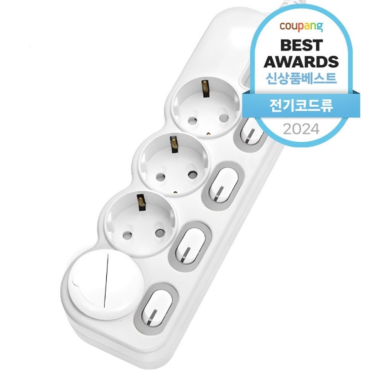  에코파워탭 LED 개별 과부하차단 멀티탭 전선형 4구 EPM-L304SS + 안전커버 랜덤발송