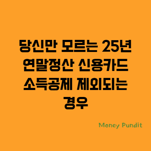  당신만 모르는 25년 연말정산 신용카드 소득공제 제외되는 경우
