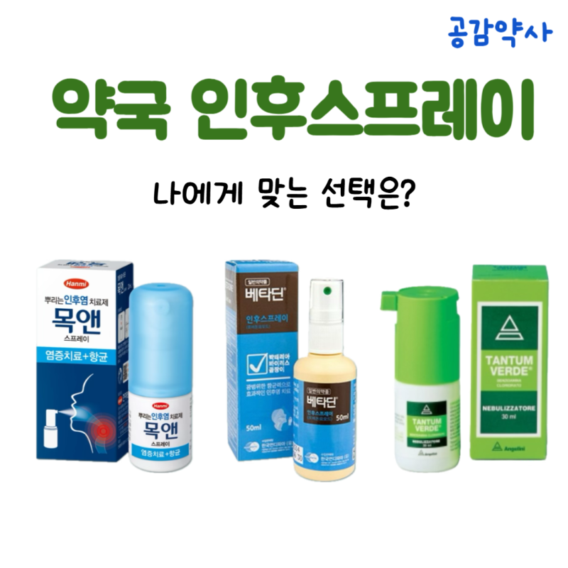 약국 인후통 스프레이 : 목앤, 베타딘 인후스프레이, 탄툼베르데 사용법, 효과, 가격