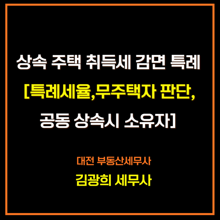  상속 주택 취득세 감면 특례[특례세율,무주택자 판단,공동 상속시 소유자]