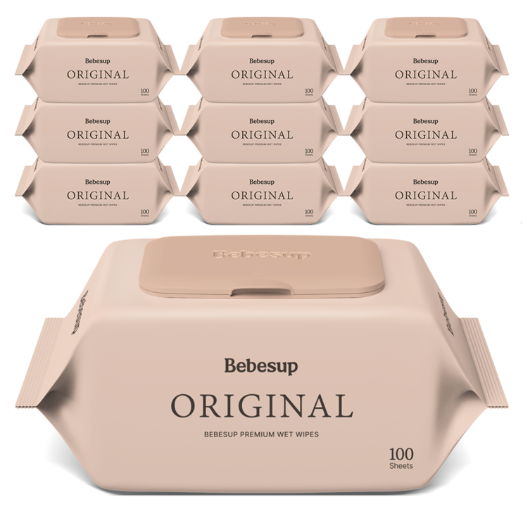  베베숲 오리지널 유아물티슈 캡형 50평량, 50g, 100개입, 10개